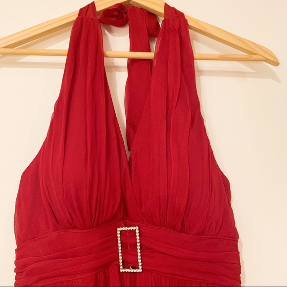 Red Halter Jonathan Martin Cocktail Dress Size 4 - Picture 4 of 8